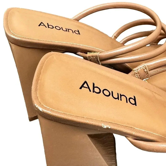 New! ABound Austyn Strappy Sandal Tan Beige Chunky Slip-On Heels Women's 8 - Picture 11 of 11